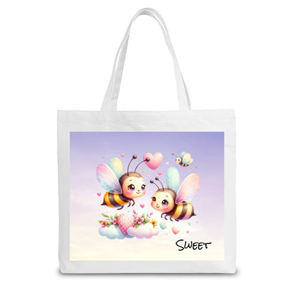 Personalized Bee Couple Tote Bag | Custom Canvas Bag with TextTote Bag Name Personalized - ToteBags - BuyEcEc