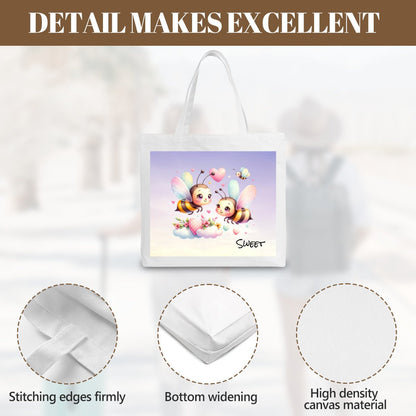 Personalized Bee Couple Tote Bag | Custom Canvas Bag with TextTote Bag Name Personalized - ToteBags - BuyEcEc