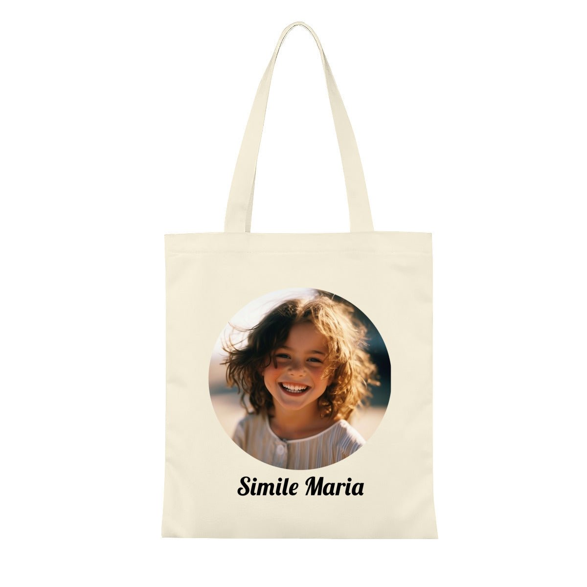 Personalized Canvas Tote Bag with Custom Circle Photo - ToteBags - BuyEcEc