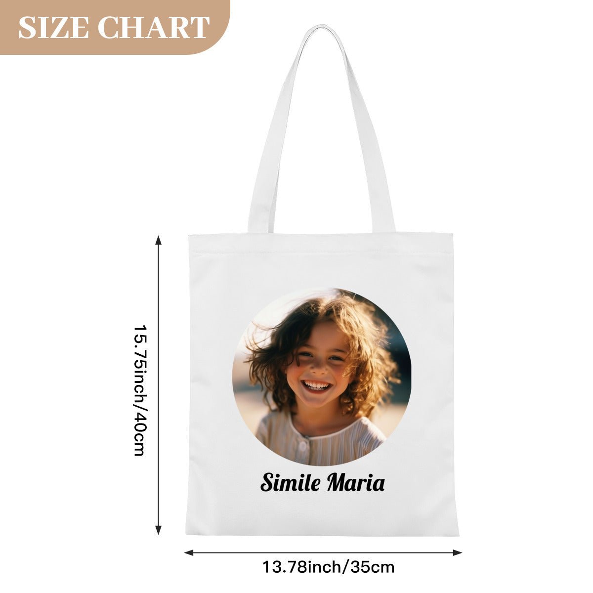 Personalized Canvas Tote Bag with Custom Circle Photo - ToteBags - BuyEcEc