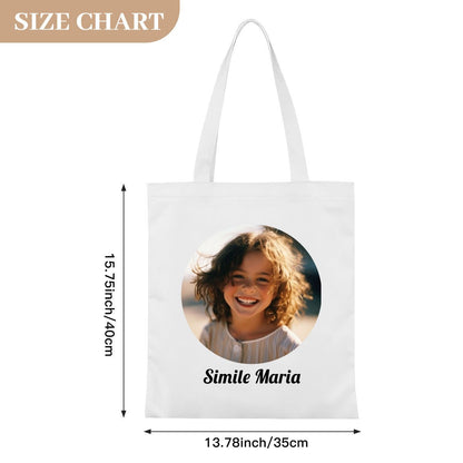 Personalized Canvas Tote Bag with Custom Circle Photo - ToteBags - BuyEcEc