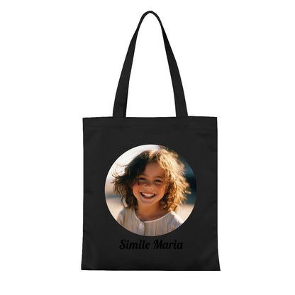 Personalized Canvas Tote Bag with Custom Circle Photo - ToteBags - BuyEcEc