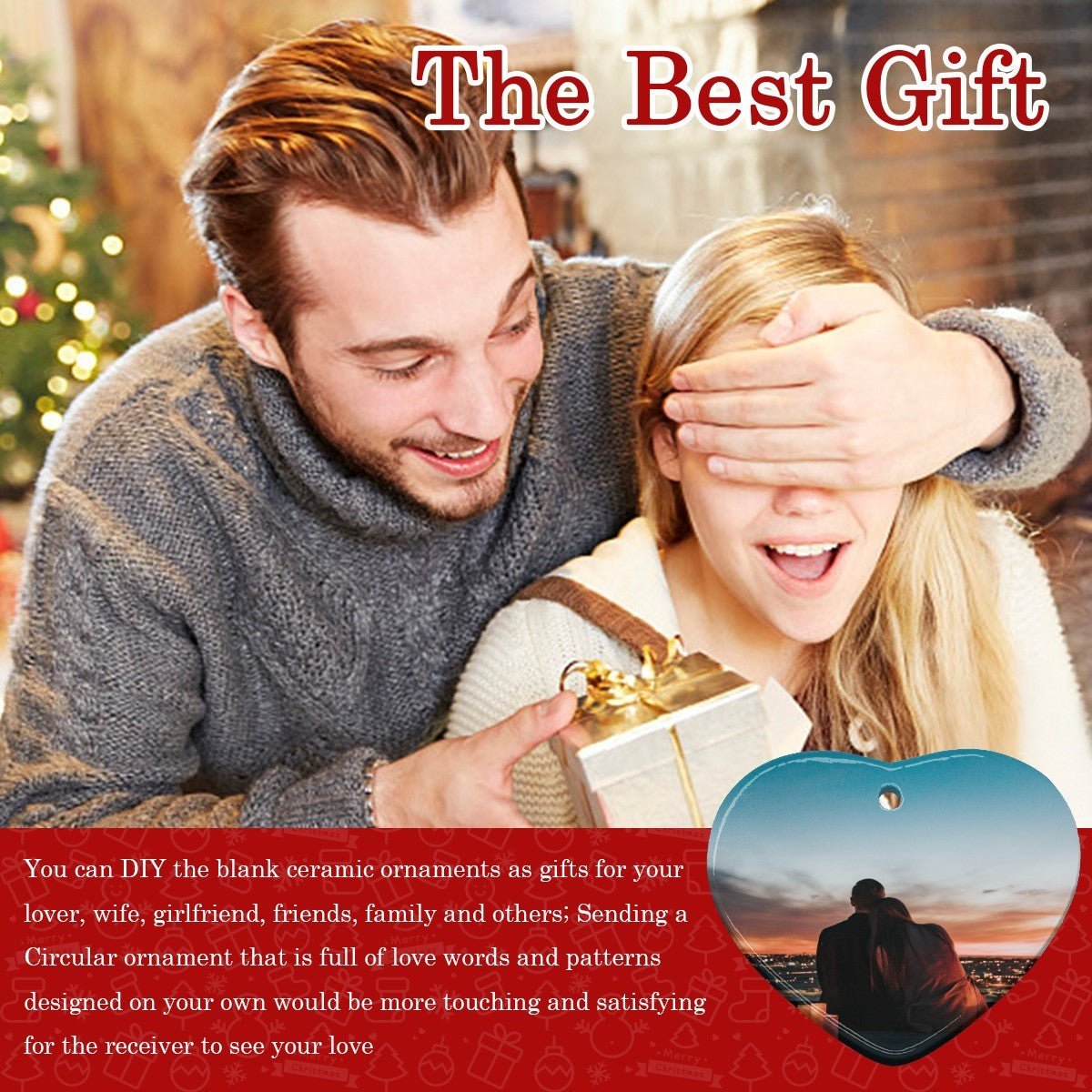 Personalized Ceramic Heart Pendant | Double - Sided Photo | BuyEcEc - Pendants & Ornaments - BuyEcEc