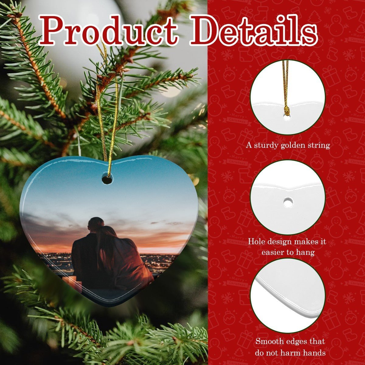 Personalized Ceramic Heart Pendant | Double - Sided Photo | BuyEcEc - Pendants & Ornaments - BuyEcEc