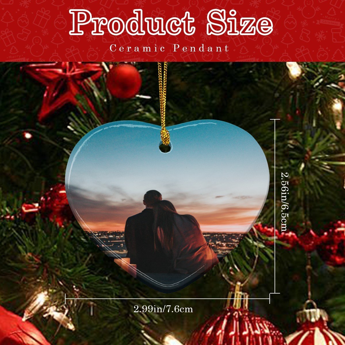 Personalized Ceramic Heart Pendant | Double - Sided Photo | BuyEcEc - Pendants & Ornaments - BuyEcEc