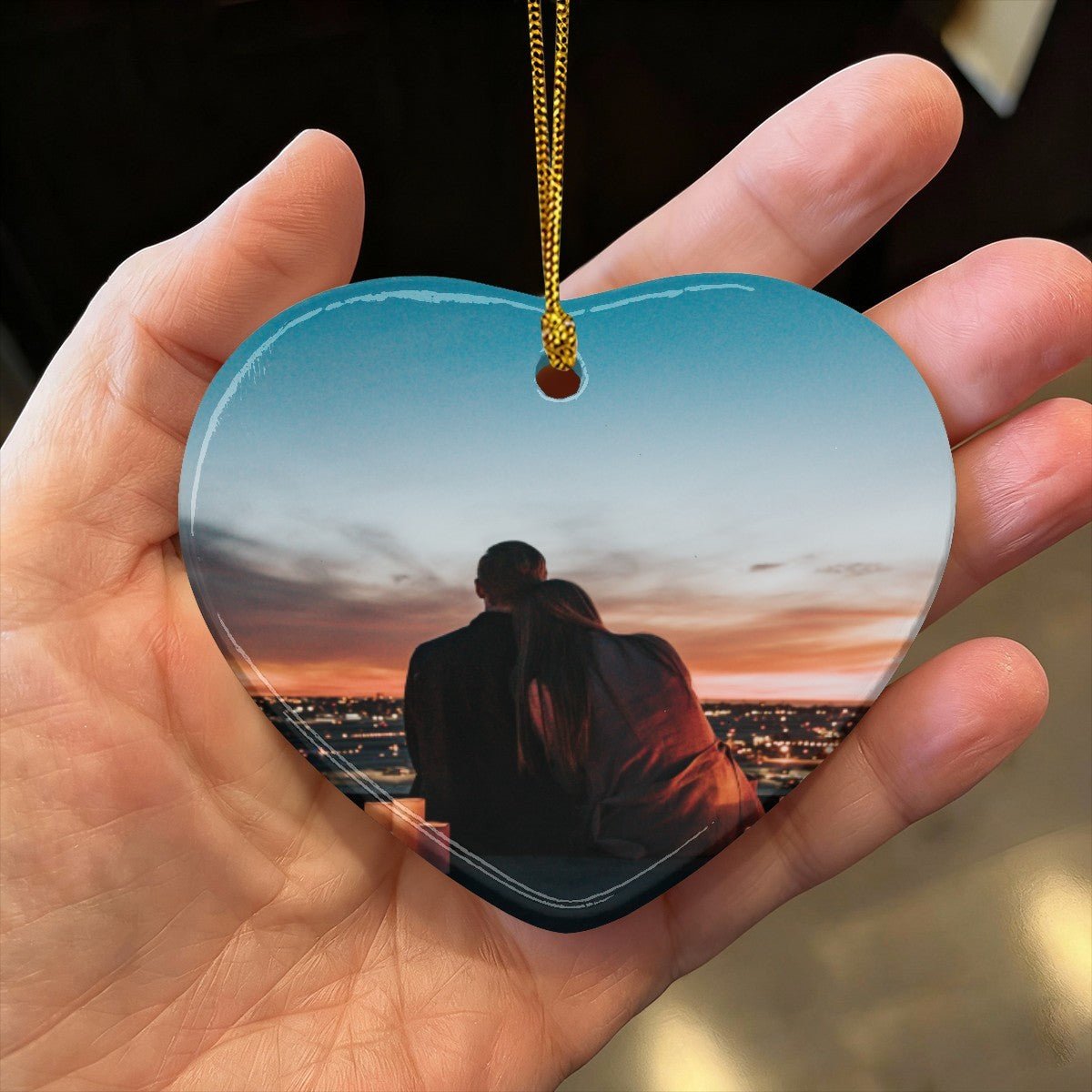 Personalized Ceramic Heart Pendant | Double - Sided Photo | BuyEcEc - Pendants & Ornaments - BuyEcEc