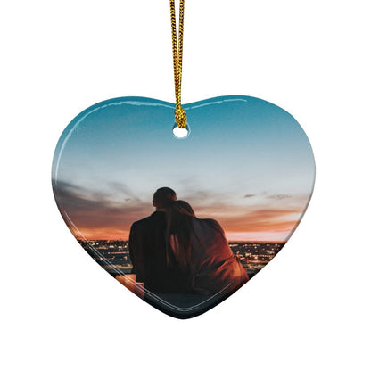 Personalized Ceramic Heart Pendant | Double - Sided Photo | BuyEcEc - Pendants & Ornaments - BuyEcEc