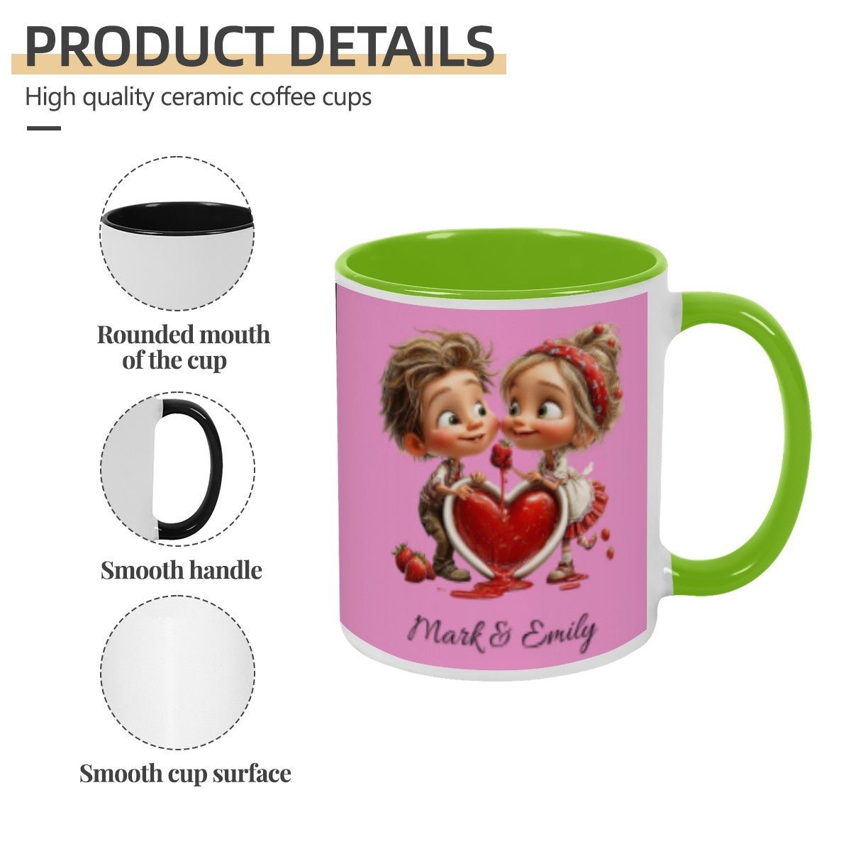 Personalized Couple Illustration Mug 11oz Clipart - Mugs - BuyEcEc