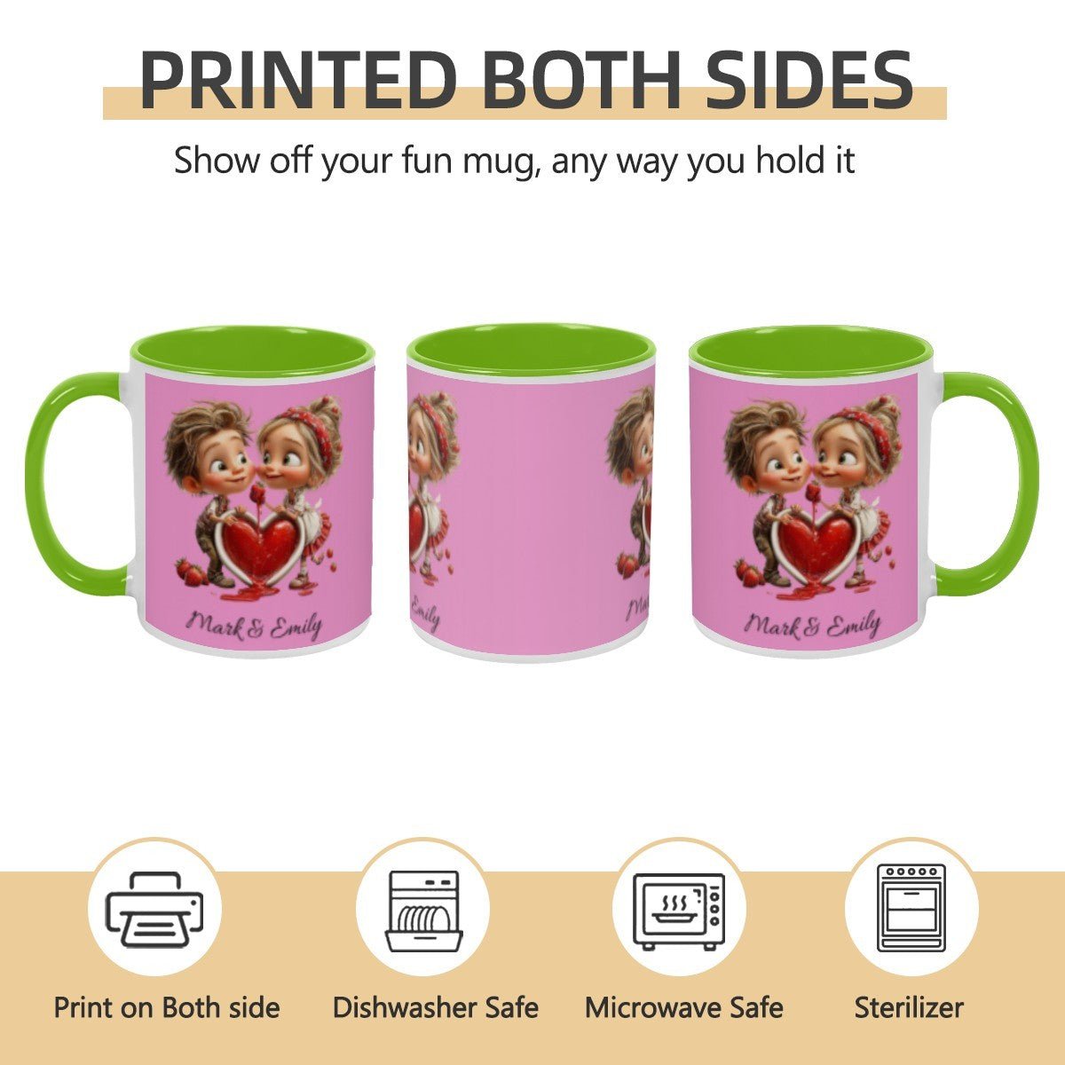 Personalized Couple Illustration Mug 11oz Clipart - Mugs - BuyEcEc