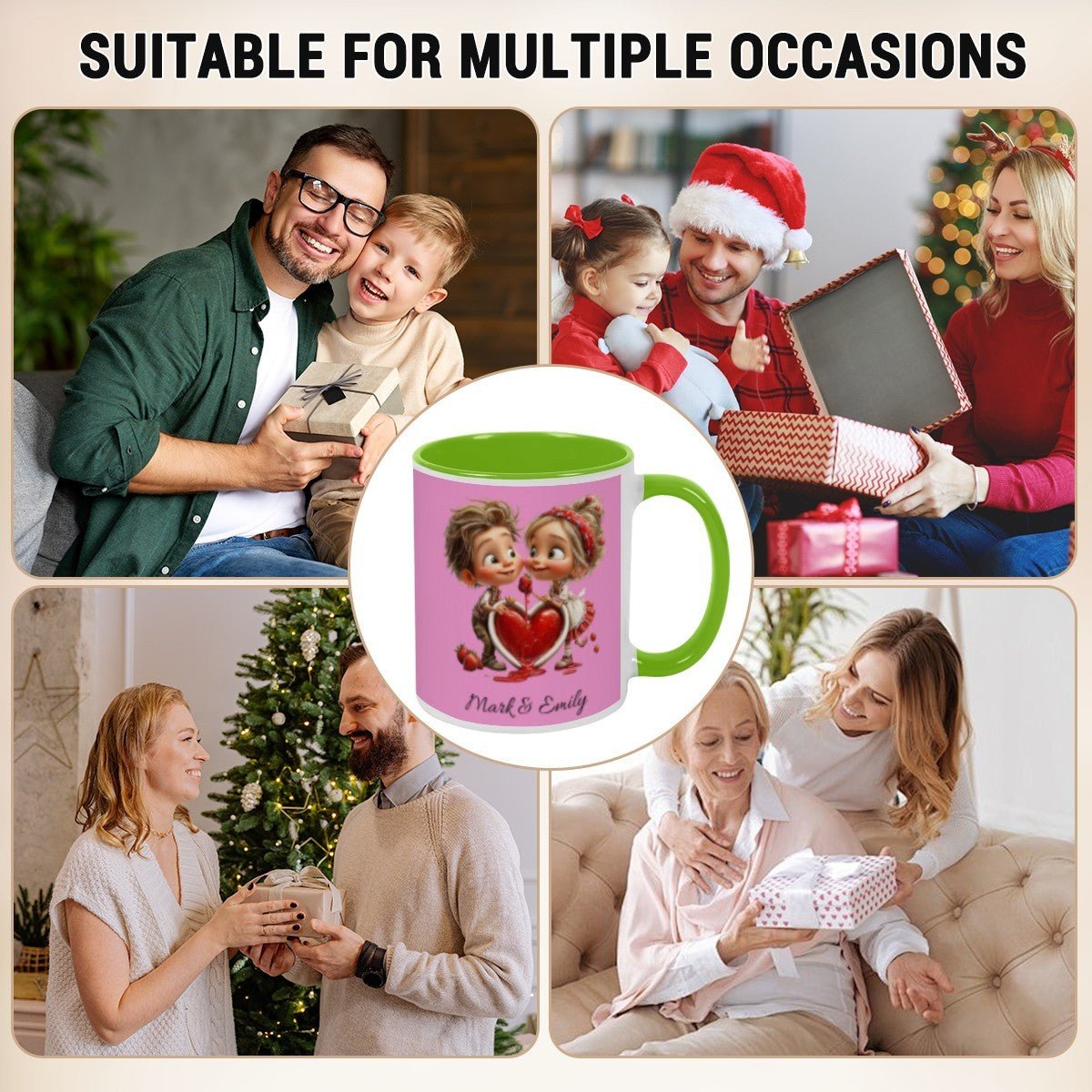 Personalized Couple Illustration Mug 11oz Clipart - Mugs - BuyEcEc