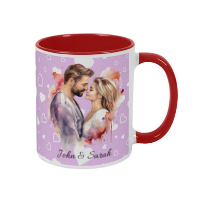 Personalized Couple Illustration Mug 11oz Watercolor - Mugs - BuyEcEc