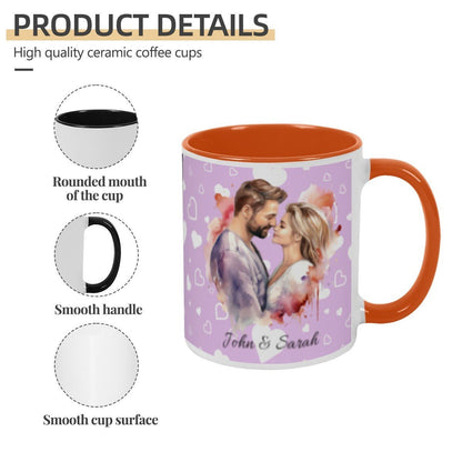 Personalized Couple Illustration Mug 11oz Watercolor - Mugs - BuyEcEc