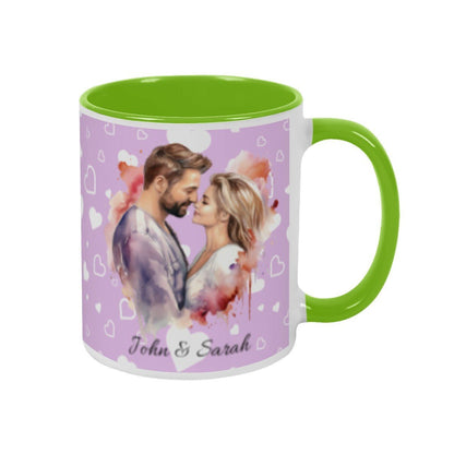 Personalized Couple Illustration Mug 11oz Watercolor - Mugs - BuyEcEc