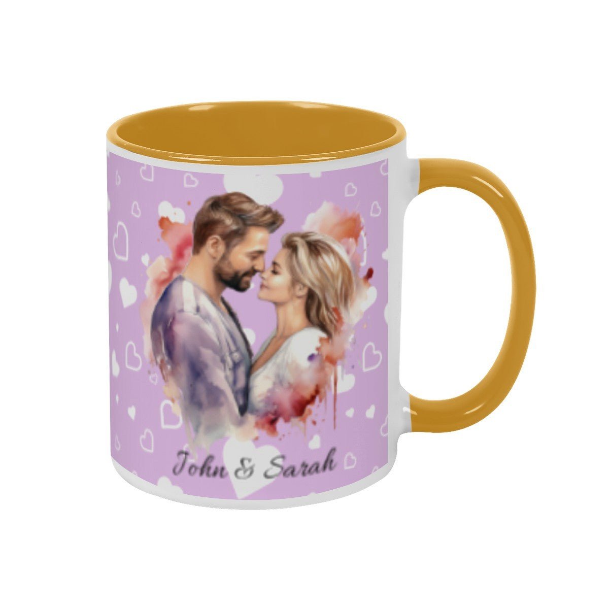 Personalized Couple Illustration Mug 11oz Watercolor - Mugs - BuyEcEc