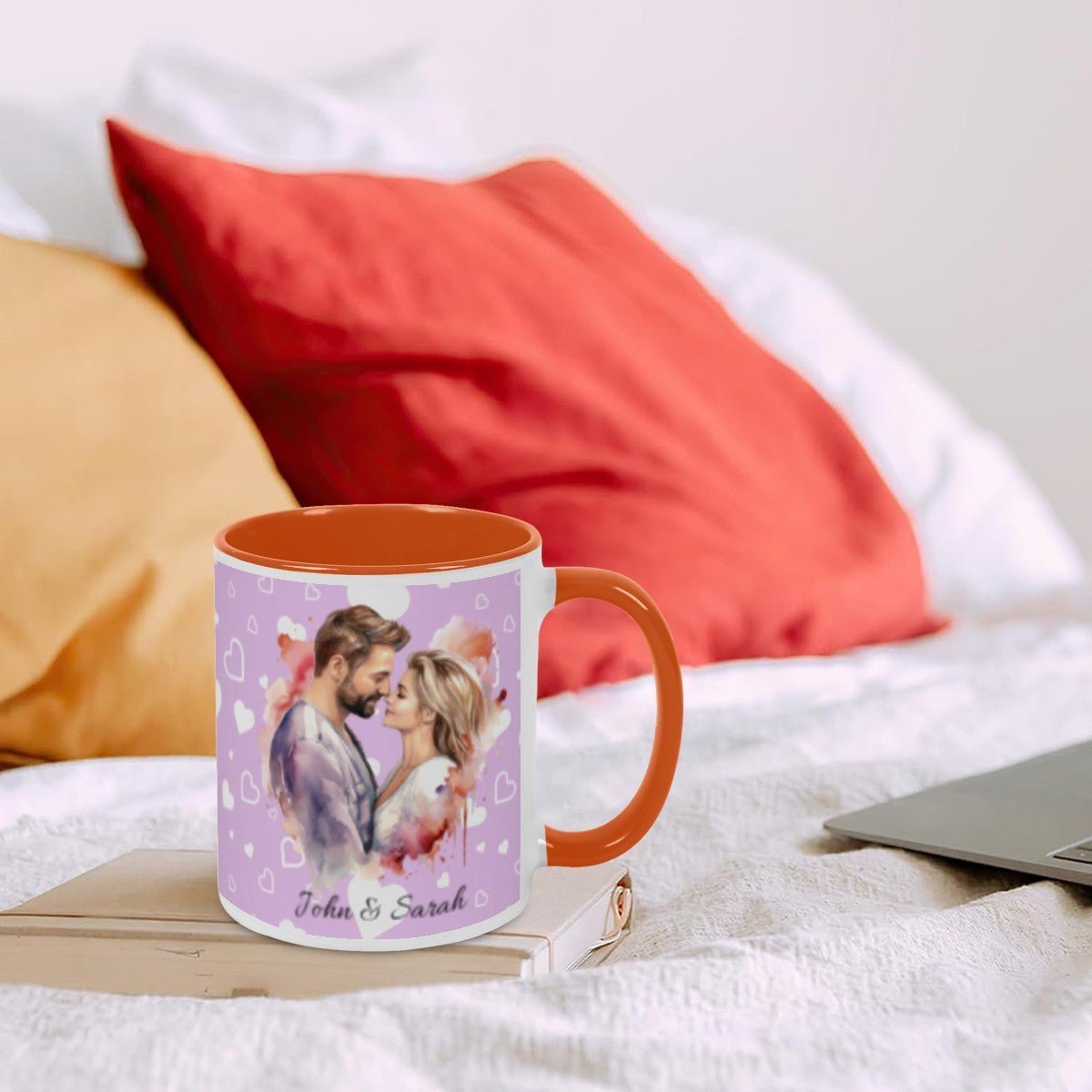 Personalized Couple Illustration Mug 11oz Watercolor - Mugs - BuyEcEc