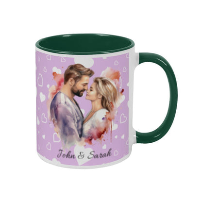 Personalized Couple Illustration Mug 11oz Watercolor - Mugs - BuyEcEc