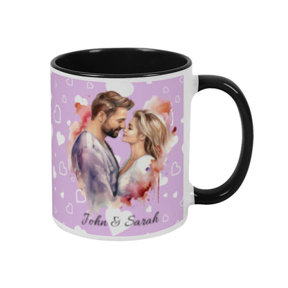Personalized Couple Illustration Mug 11oz Watercolor - Mugs - BuyEcEc