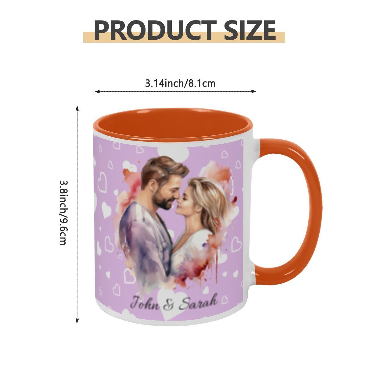 Personalized Couple Illustration Mug 11oz Watercolor - Mugs - BuyEcEc