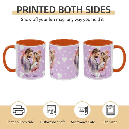 Personalized Couple Illustration Mug 11oz Watercolor - Mugs - BuyEcEc