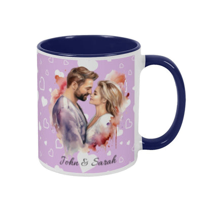 Personalized Couple Illustration Mug 11oz Watercolor - Mugs - BuyEcEc