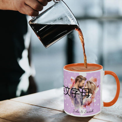 Personalized Couple Illustration Mug 11oz Watercolor - Mugs - BuyEcEc