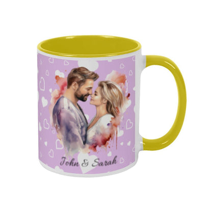 Personalized Couple Illustration Mug 11oz Watercolor - Mugs - BuyEcEc