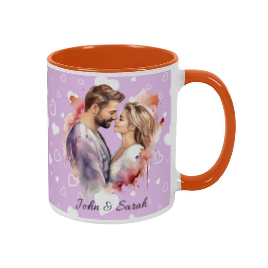Personalized Couple Illustration Mug 11oz Watercolor - Mugs - BuyEcEc