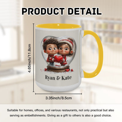 Personalized Couple Illustration Mug 15oz Clipart - Mugs - BuyEcEc