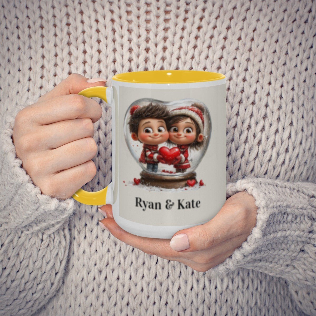 Personalized Couple Illustration Mug 15oz Clipart - Mugs - BuyEcEc