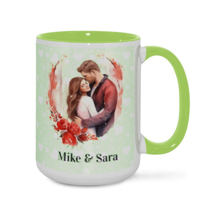 Personalized Couple Illustration Mug 15oz Watercolor - Mugs - BuyEcEc