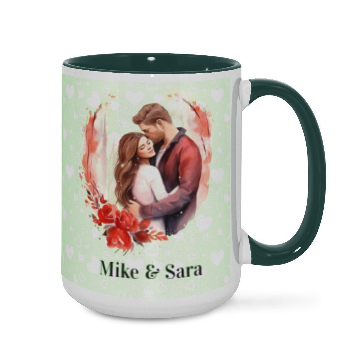 Personalized Couple Illustration Mug 15oz Watercolor - Mugs - BuyEcEc