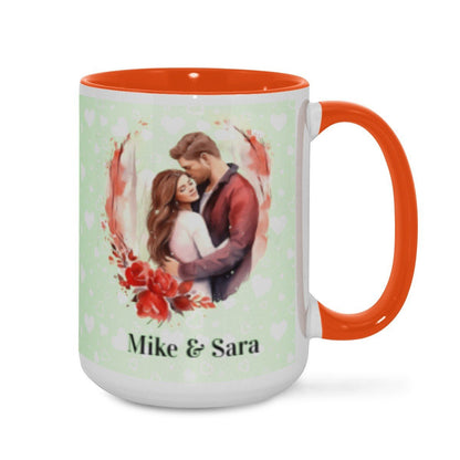 Personalized Couple Illustration Mug 15oz Watercolor - Mugs - BuyEcEc