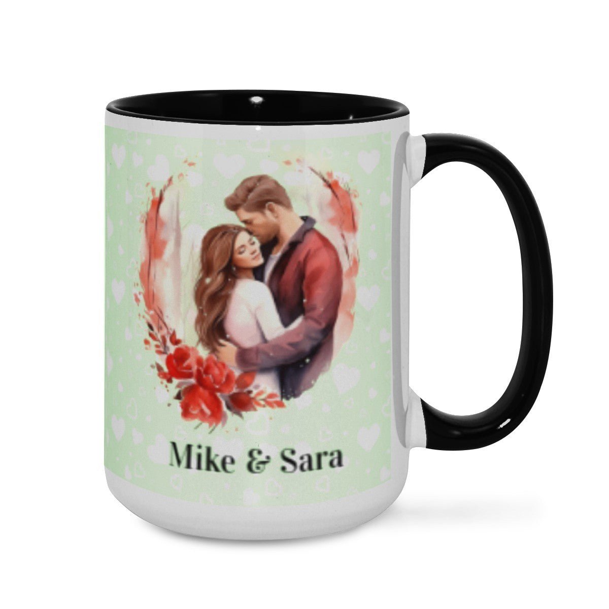 Personalized Couple Illustration Mug 15oz Watercolor - Mugs - BuyEcEc