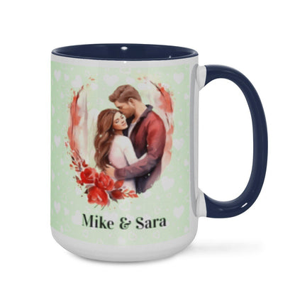 Personalized Couple Illustration Mug 15oz Watercolor - Mugs - BuyEcEc