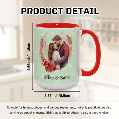 Personalized Couple Illustration Mug 15oz Watercolor - Mugs - BuyEcEc