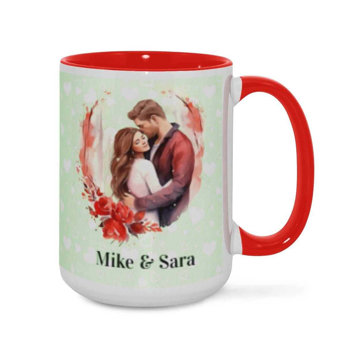 Personalized Couple Illustration Mug 15oz Watercolor - Mugs - BuyEcEc
