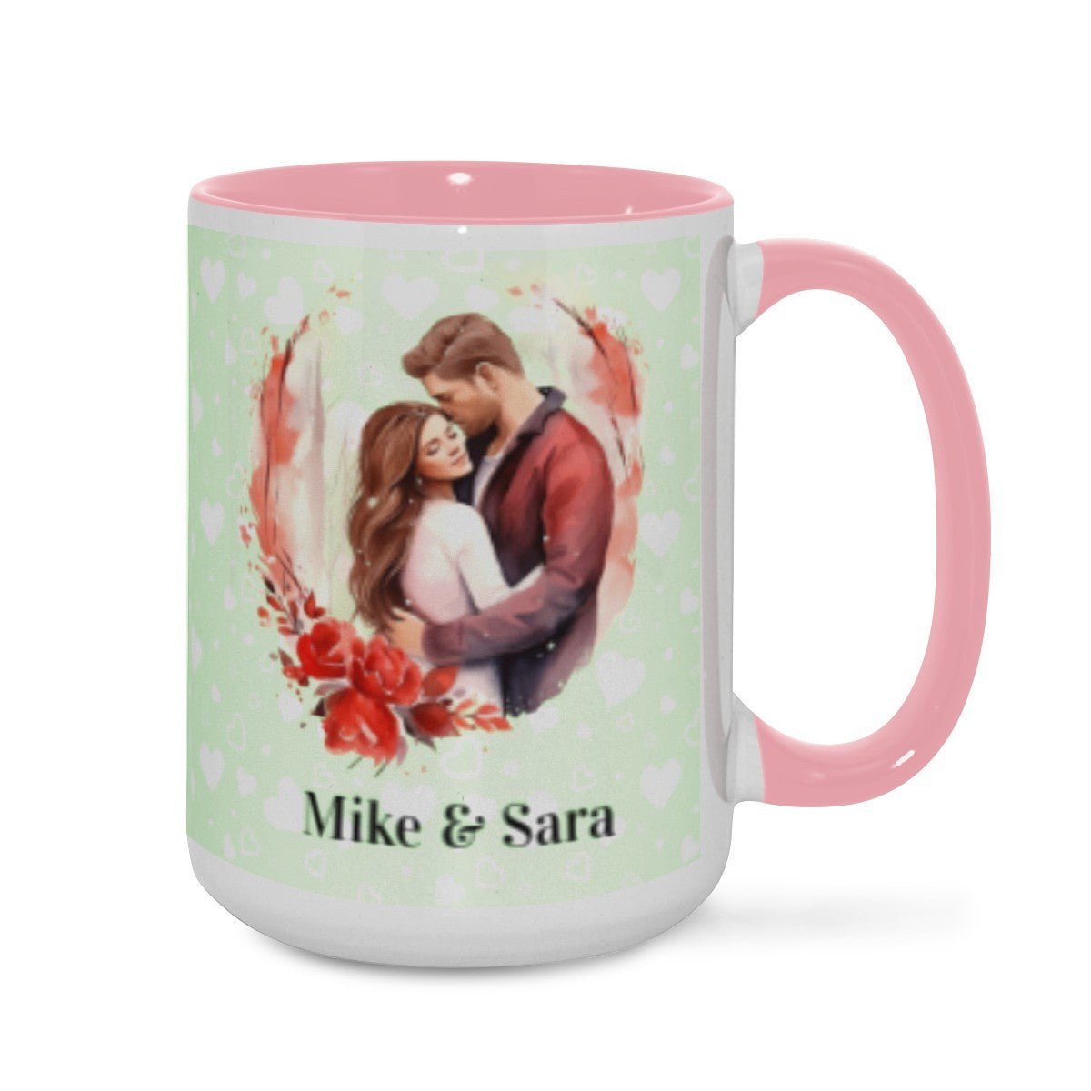 Personalized Couple Illustration Mug 15oz Watercolor - Mugs - BuyEcEc