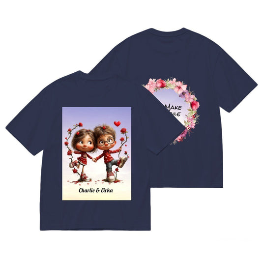 Personalized Couple Photo Frame T-Shirt | Custom Names | 200g Premium - T-Shirts - BuyEcEc