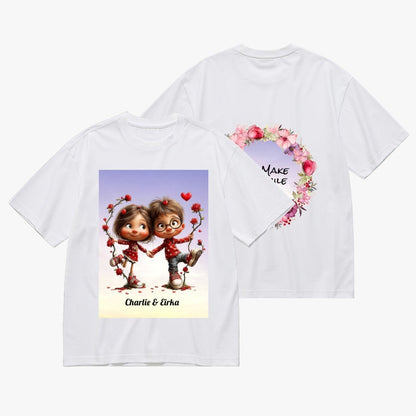Personalized Couple Photo Frame T-Shirt | Custom Names | 200g Premium - T-Shirts - BuyEcEc