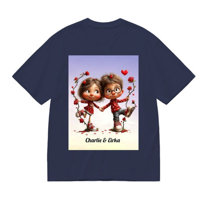 Personalized Couple Photo Frame T-Shirt | Custom Names | 200g Premium - T-Shirts - BuyEcEc
