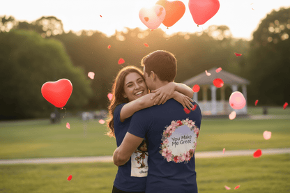 Personalized Couple Photo Frame T-Shirt | Custom Names | 200g Premium - T-Shirts - BuyEcEc