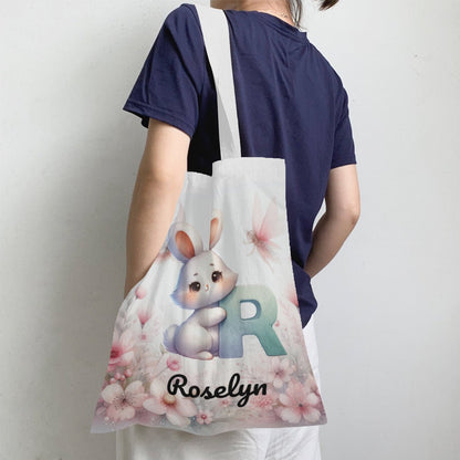 Personalized Cute Animal Alphabet Linen Tote Bag - ToteBags - BuyEcEc