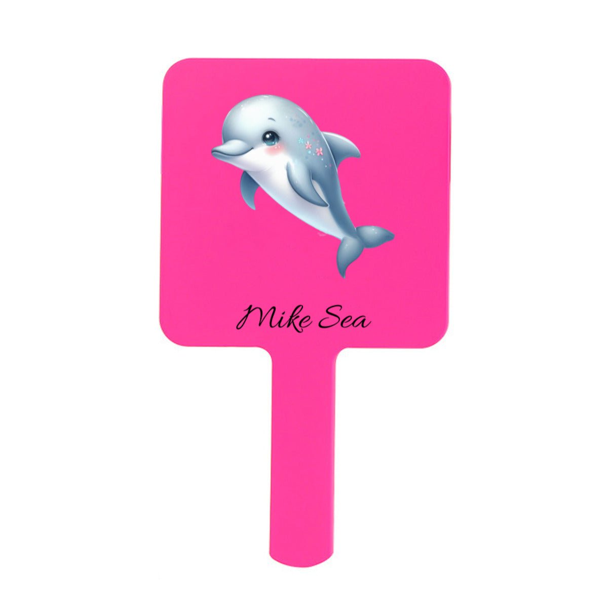 Personalized Cute Dolphin Square Mirror with Handle - handlemirrors - BuyEcEc