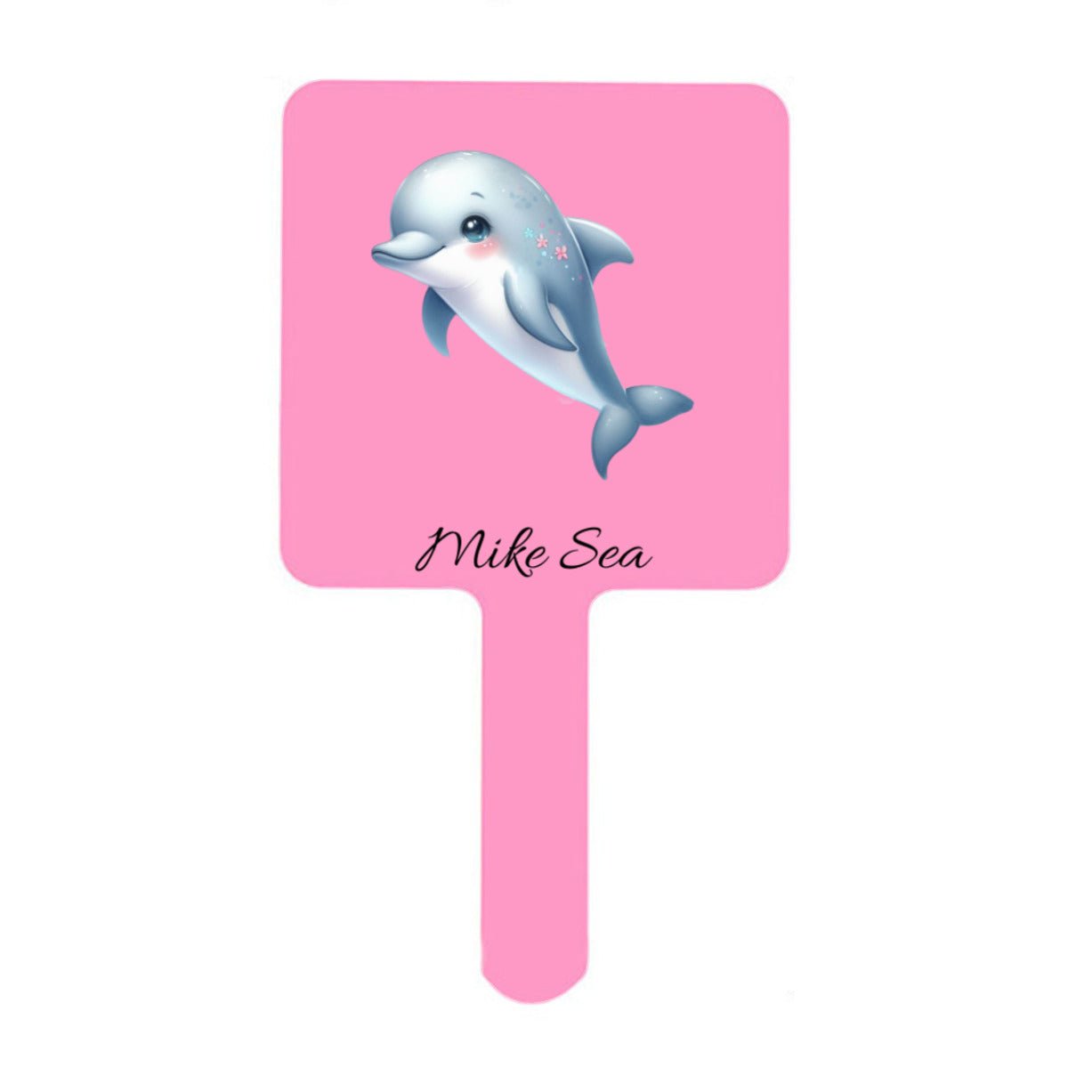 Personalized Cute Dolphin Square Mirror with Handle - handlemirrors - BuyEcEc