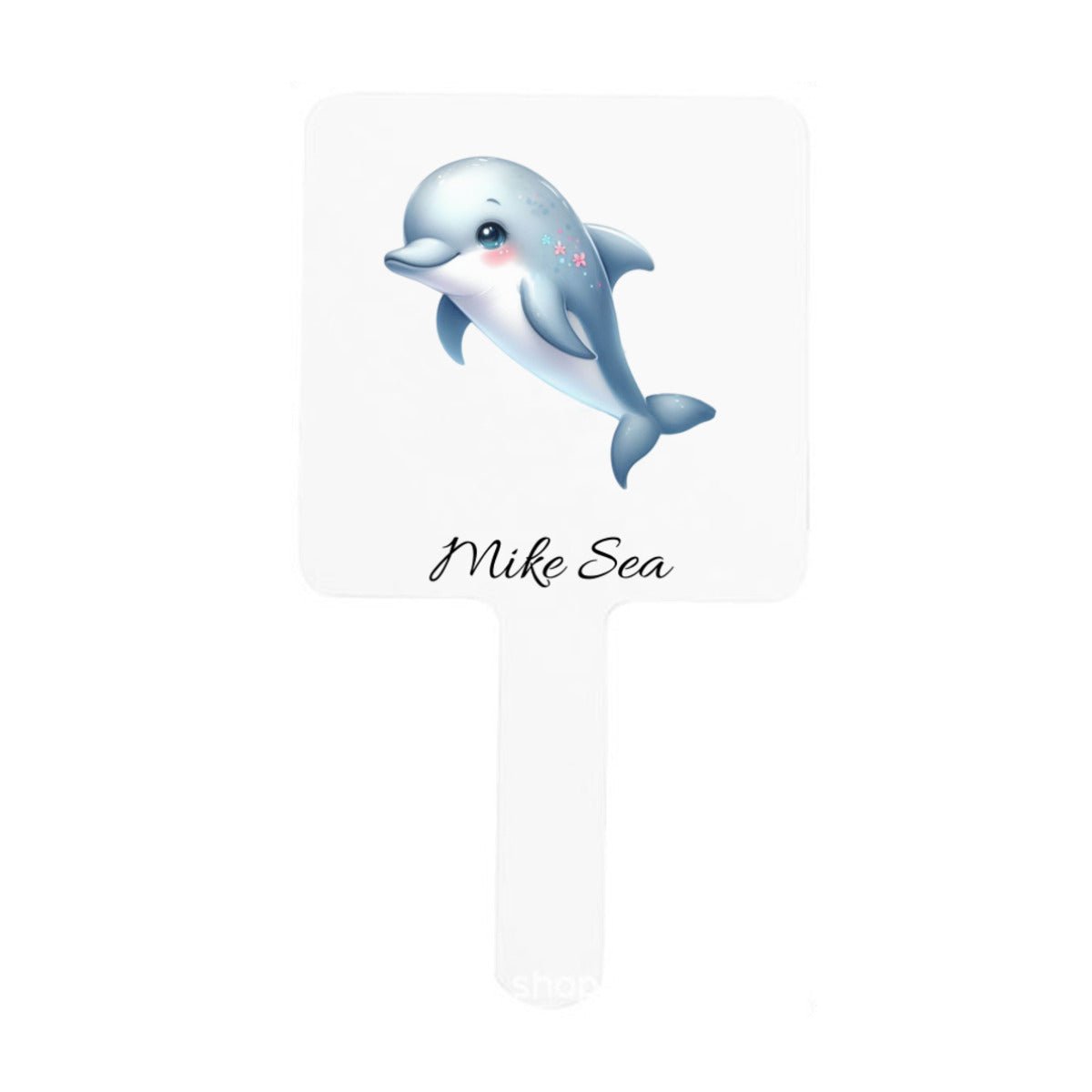 Personalized Cute Dolphin Square Mirror with Handle - handlemirrors - BuyEcEc