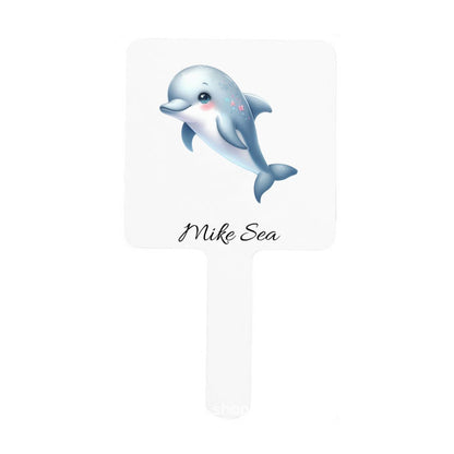 Personalized Cute Dolphin Square Mirror with Handle - handlemirrors - BuyEcEc