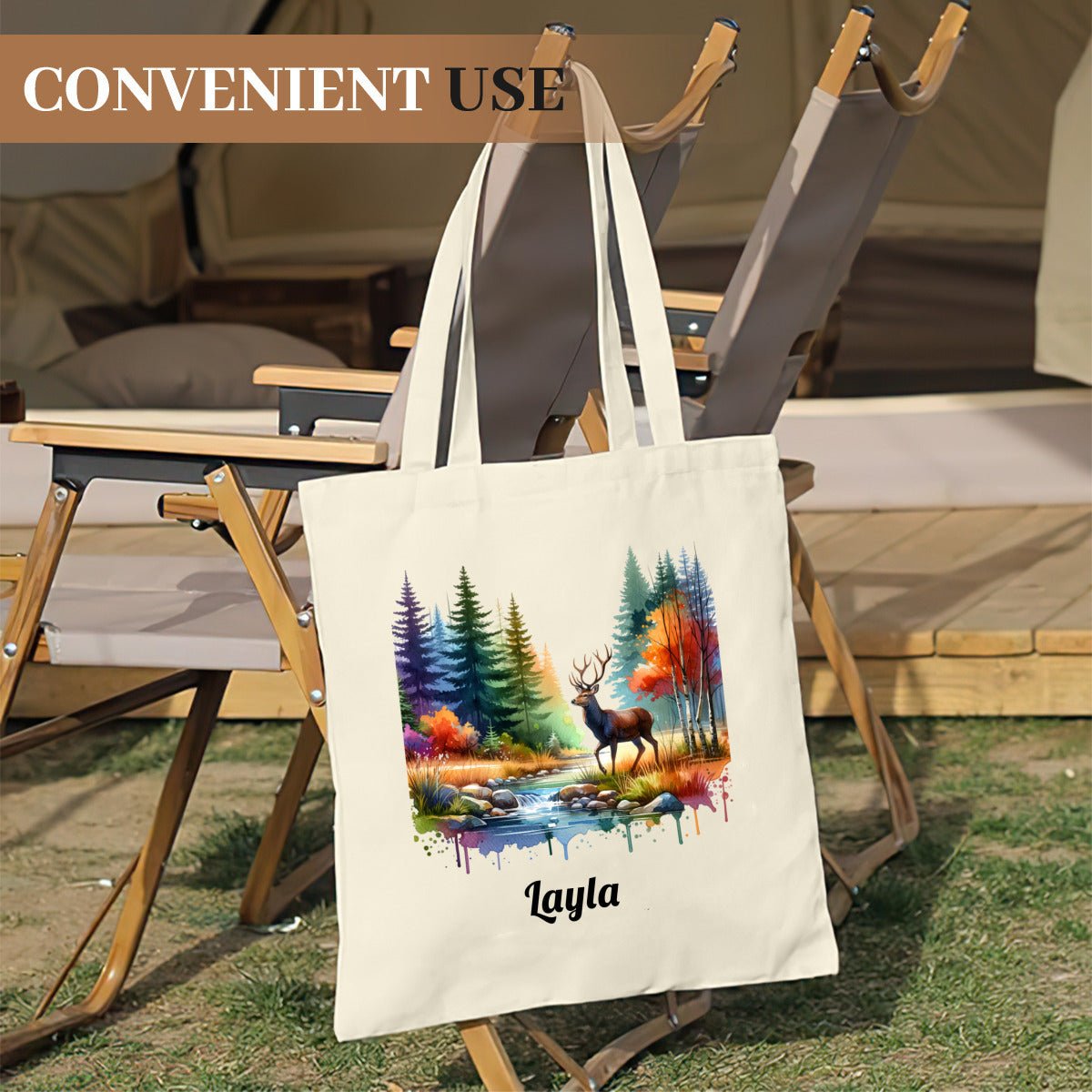 Personalized Deer Tote Bag | Custom Wildlife Canvas BagTote Bag Name Personalized - ToteBags - BuyEcEc