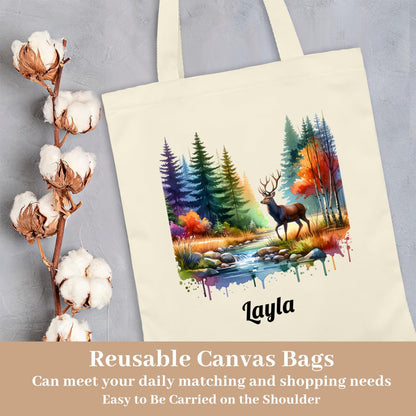 Personalized Deer Tote Bag | Custom Wildlife Canvas BagTote Bag Name Personalized - ToteBags - BuyEcEc