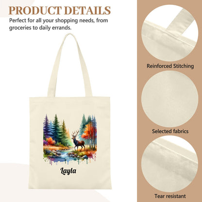 Personalized Deer Tote Bag | Custom Wildlife Canvas BagTote Bag Name Personalized - ToteBags - BuyEcEc