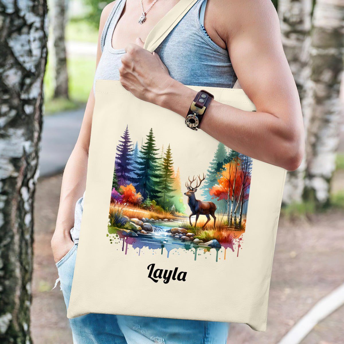 Personalized Deer Tote Bag | Custom Wildlife Canvas BagTote Bag Name Personalized - ToteBags - BuyEcEc